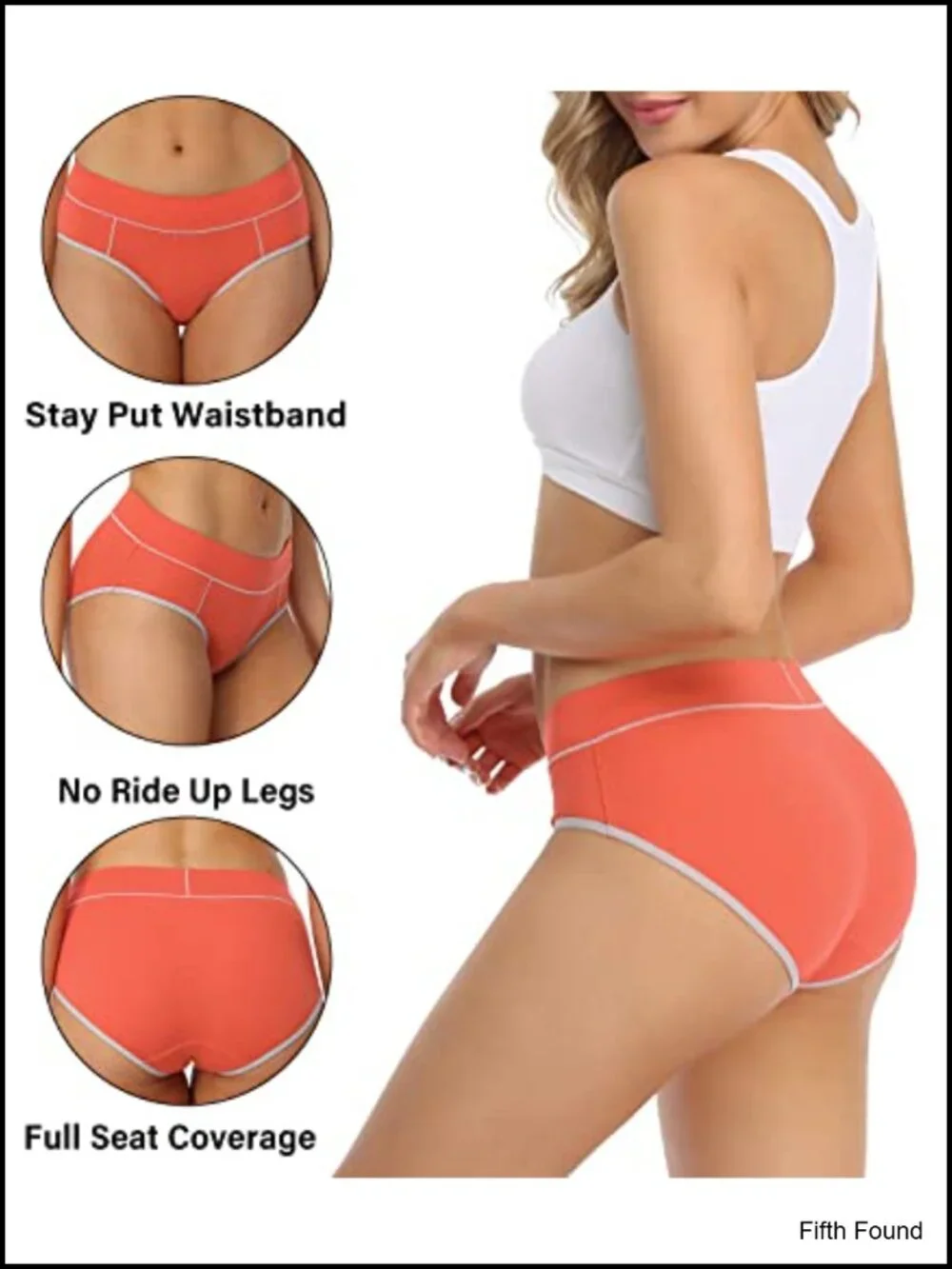 Cotton Mid Waisted Briefs Panties 5 Pack Soft Stretchy